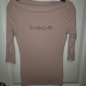 Pink Off-Shoulder Top with Rhinestone 'bebe'